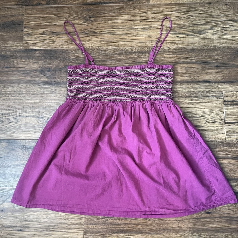 Y2K Womens Purple Babydoll Top Cotton Elastic Summer‎ Beach Preppy XL